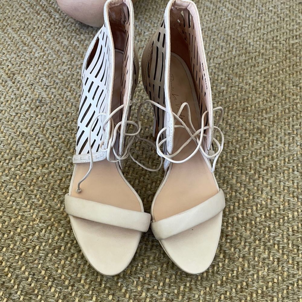 Pink leather lace up heels